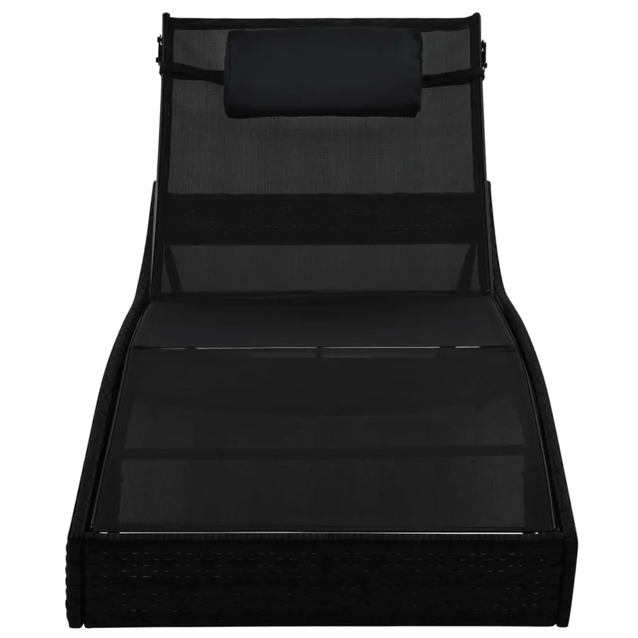 Chaise longue avec oreiller Résine tressée Marron - 9