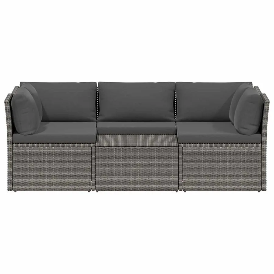 Salon de jardin 4 pcs avec coussins Résine tressée Gris - 2