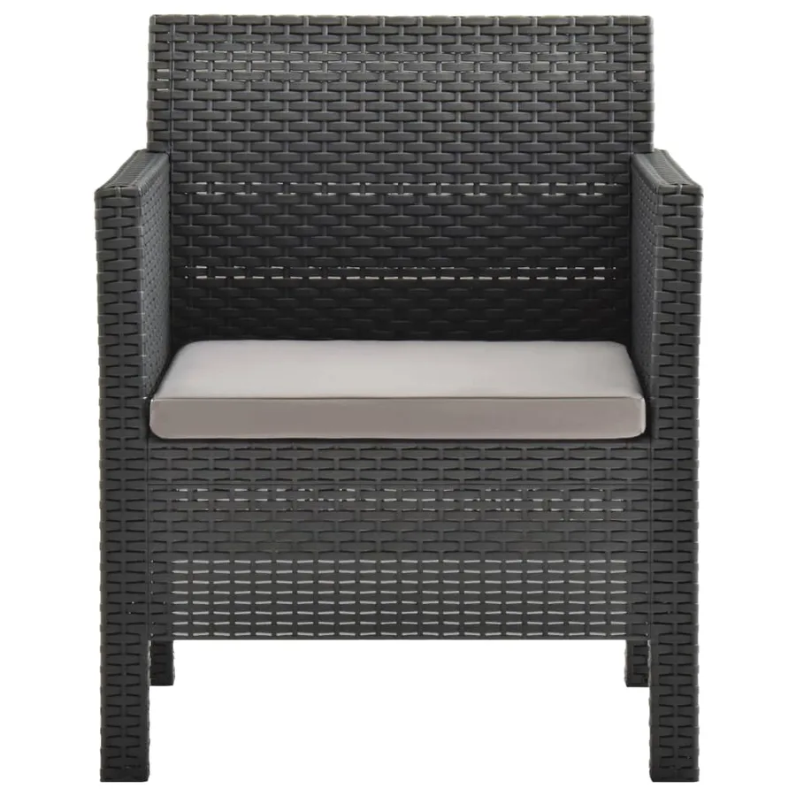 Chaise de jardin avec coussin Anthracite 63x65x76 cm PP Rotin - 2