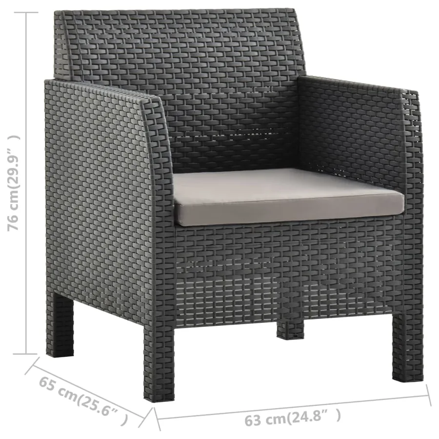Chaise de jardin avec coussin Anthracite 63x65x76 cm PP Rotin - 6