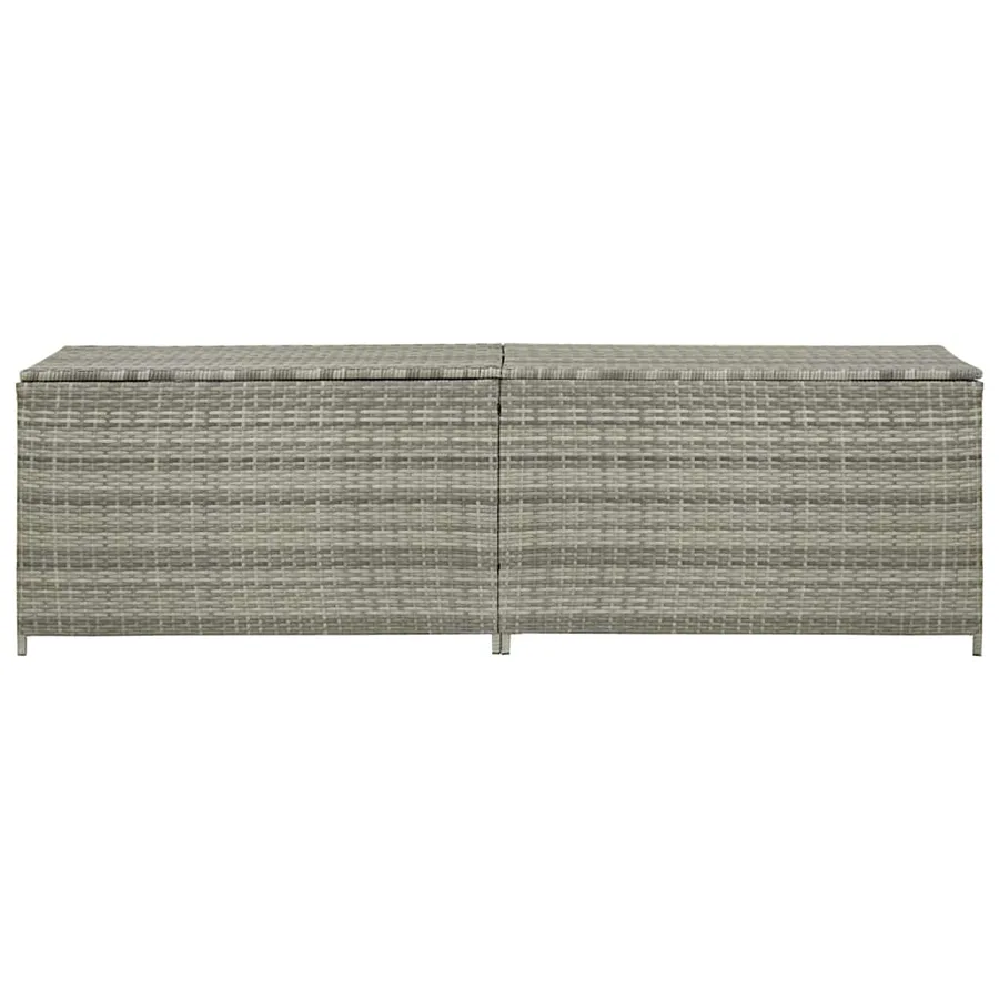 Boîte de rangement de jardin résine tressée 200x50x60 cm gris - 3