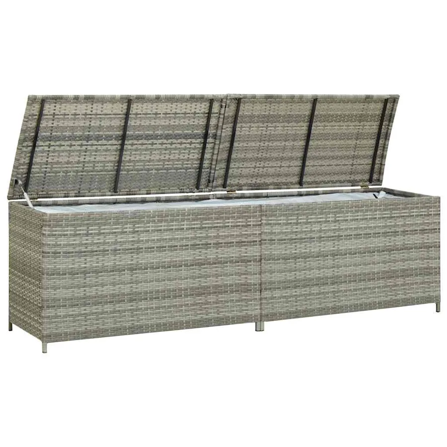 Boîte de rangement de jardin résine tressée 200x50x60 cm gris - 4