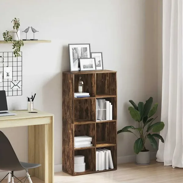 Bibliothèque/Buffet Chêne fumé 66x30x130 cm Bois d'ingénierie