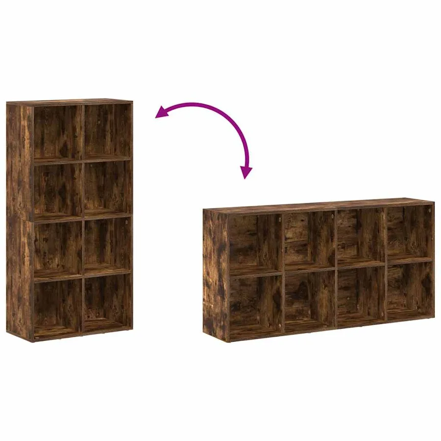 Bibliothèque/Buffet Chêne fumé 66x30x130 cm Bois d'ingénierie - 8