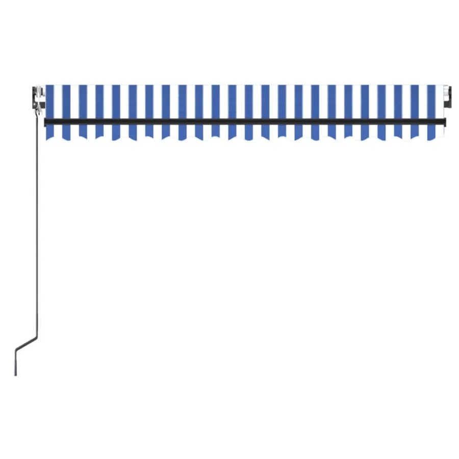 Auvent automatique capteur de vent LED 450x350 cm Bleu et blanc - 3