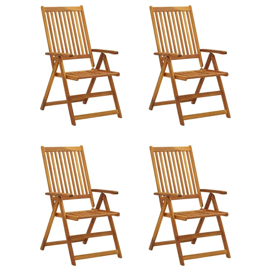 Chaises inclinables de jardin lot de 4 et coussins Bois acacia - 2