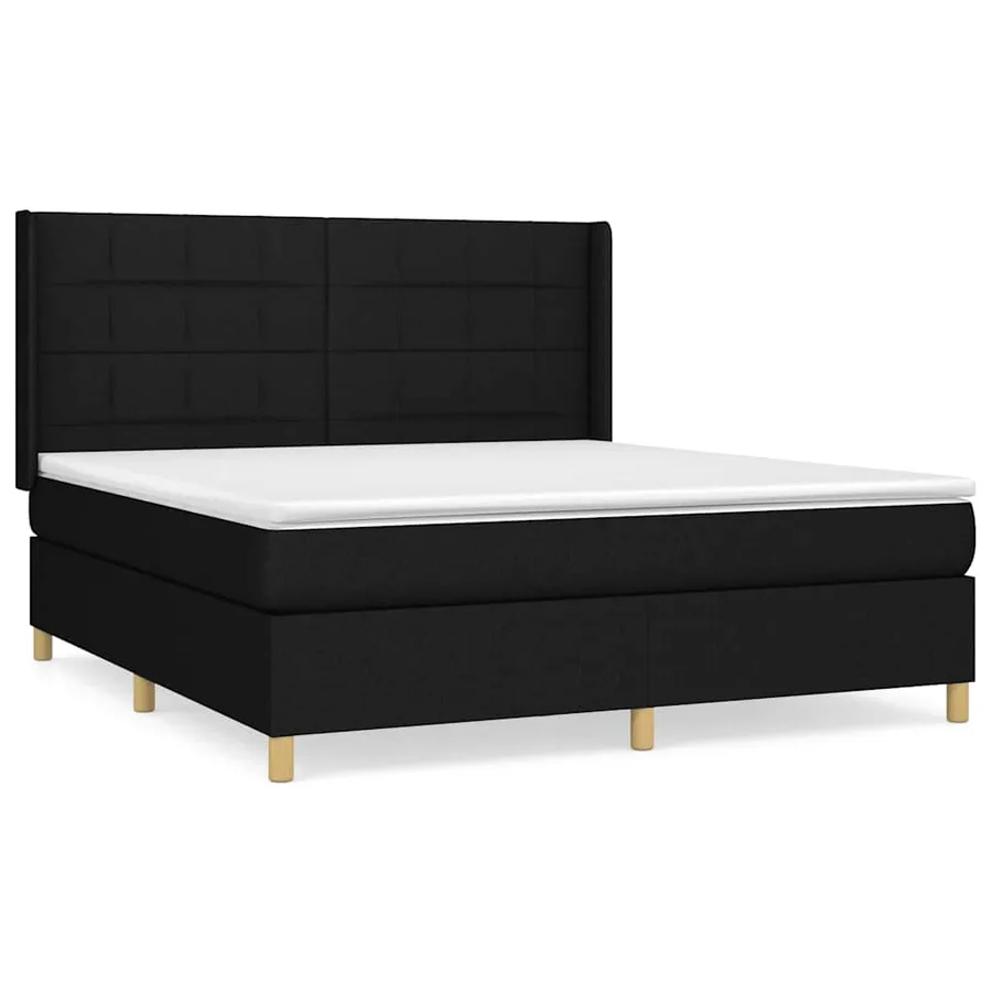 Sommier à lattes de lit avec matelas Noir 180x200 cm Tissu - 2
