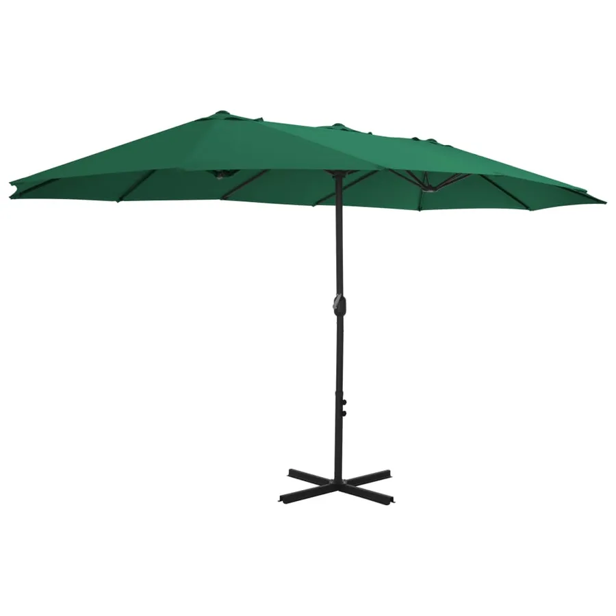 Parasol d'extérieur et mât en aluminium 460x270 cm vert - 2