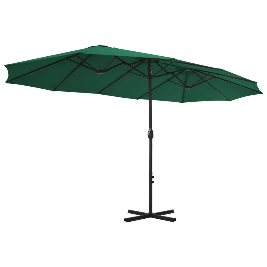 Parasol d'extérieur et mât en aluminium 460x270 cm vert - 4