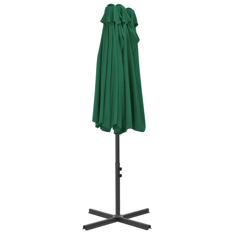 Parasol d'extérieur et mât en aluminium 460x270 cm vert - 5