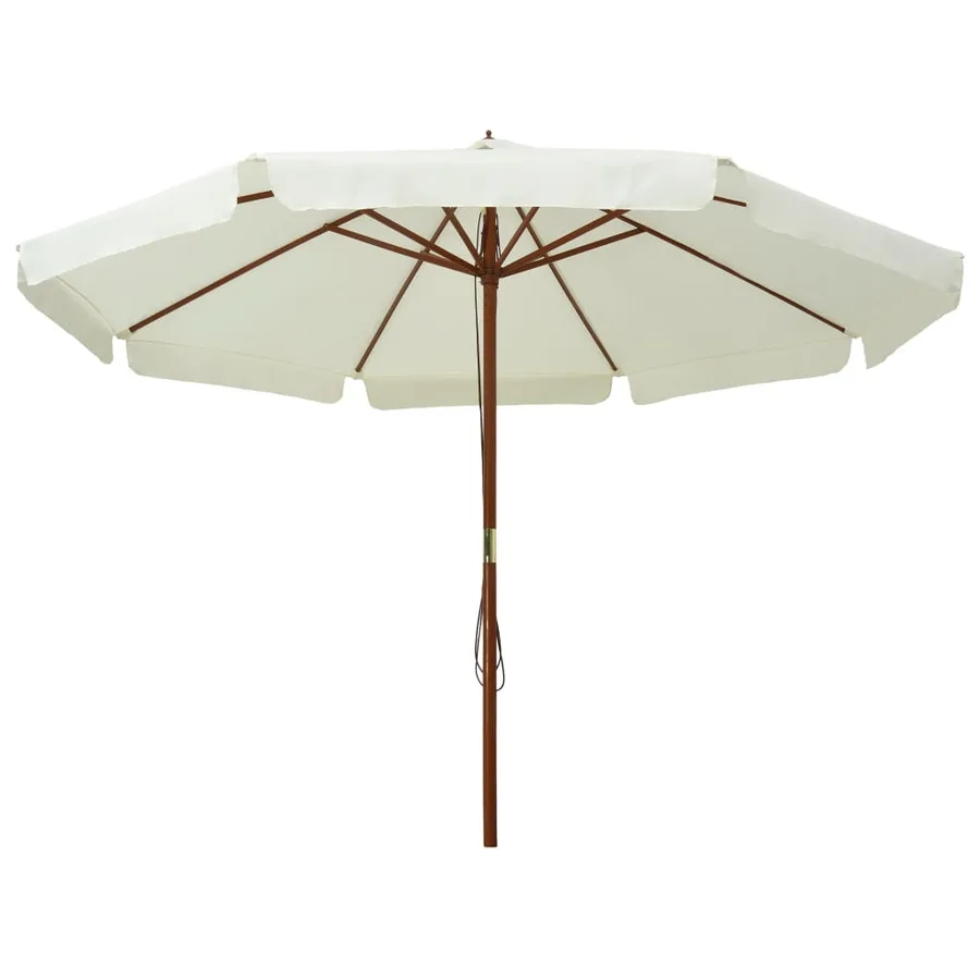 Parasol d'extérieur avec mât en bois 330 cm blanc sable - 2