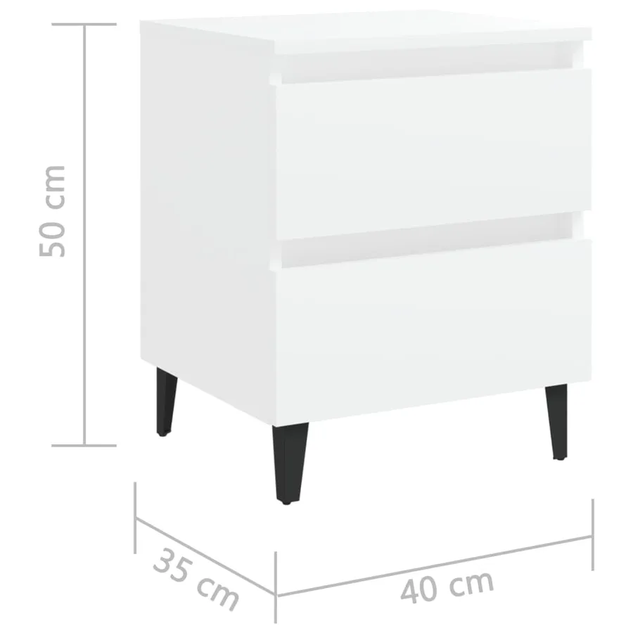 Table de chevet blanc 40x35x50 cm bois d’ingénierie - 7