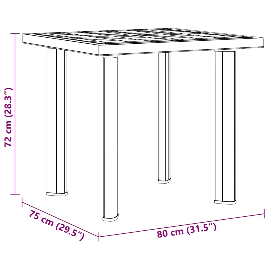 Table de jardin Anthracite 80x75x72 cm Plastique - 10