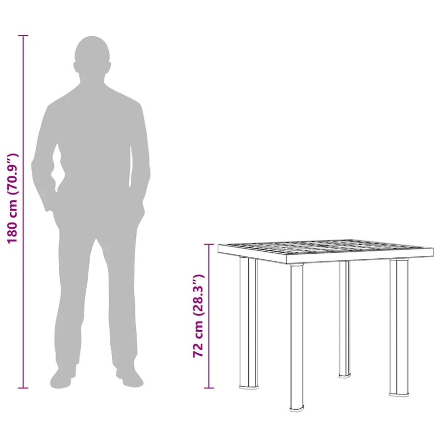 Table de jardin Anthracite 80x75x72 cm Plastique - 11