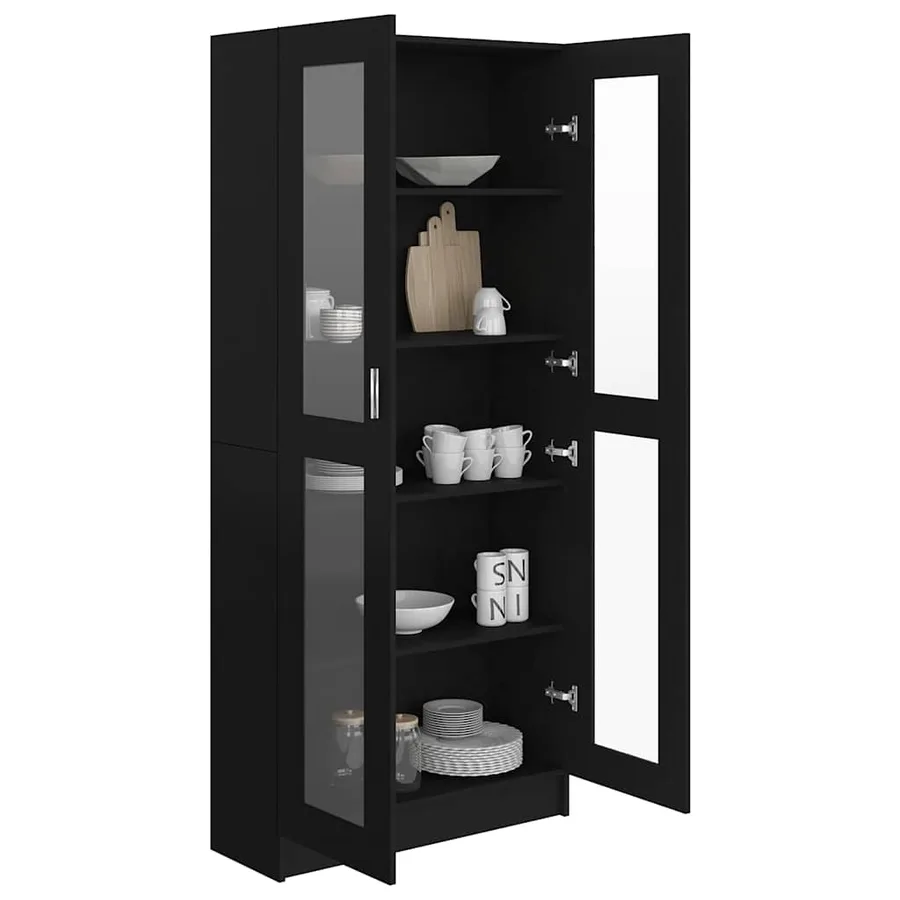 Armoire à vitrine Noir 82,5x30,5x185 cm Bois d’ingénierie - 7