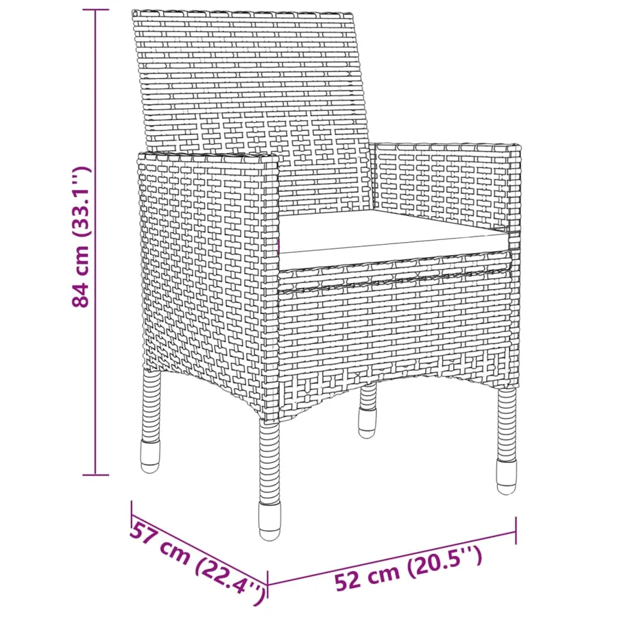 Ensemble à manger de jardin 3pcs Résine tressée Marron - 8