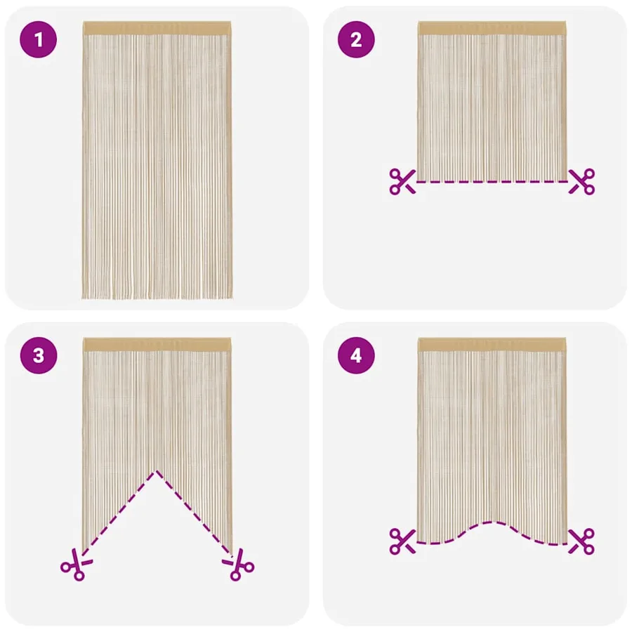 Rideau en fils 2 pcs 140 x 250 cm Beige - 6