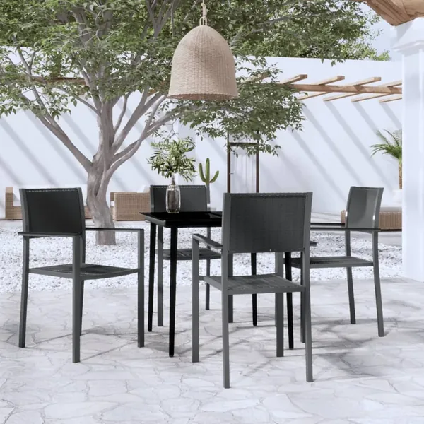 Ensemble à manger de jardin 5 pcs Noir