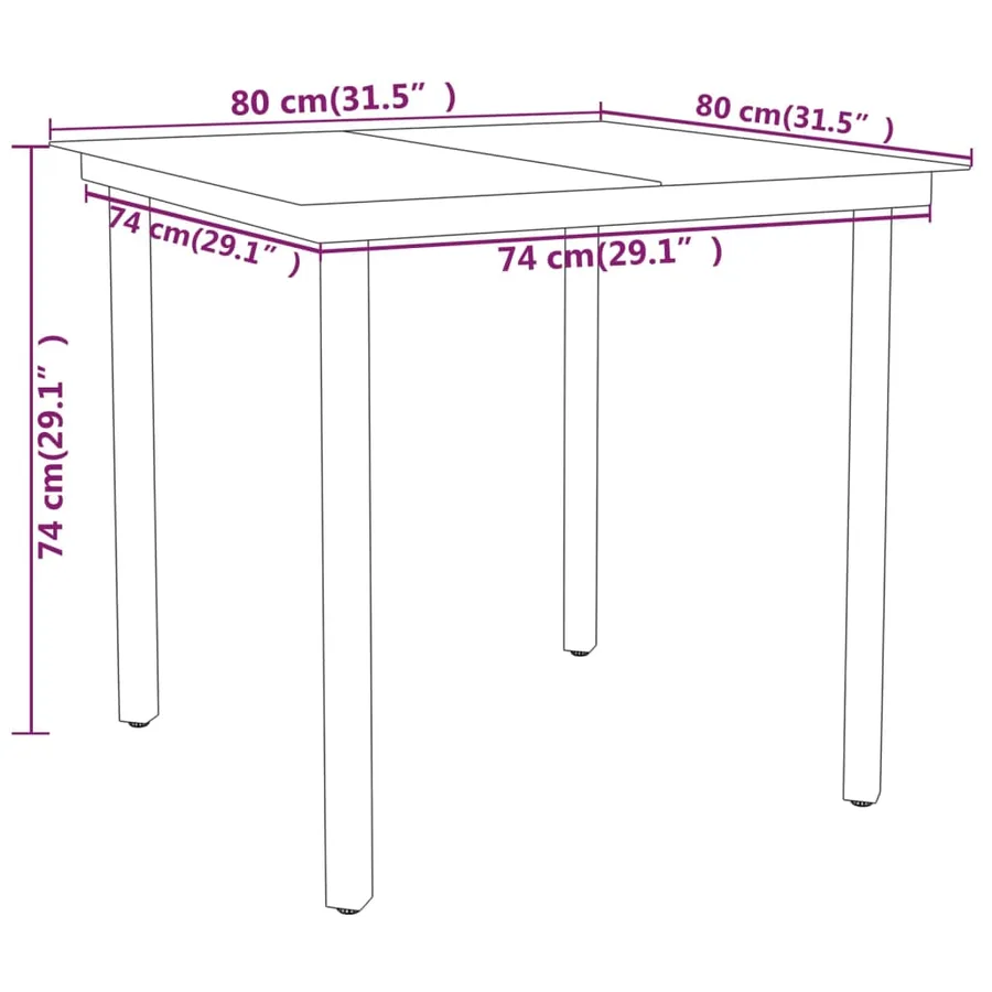 Ensemble à manger de jardin 3 pcs Noir - 7