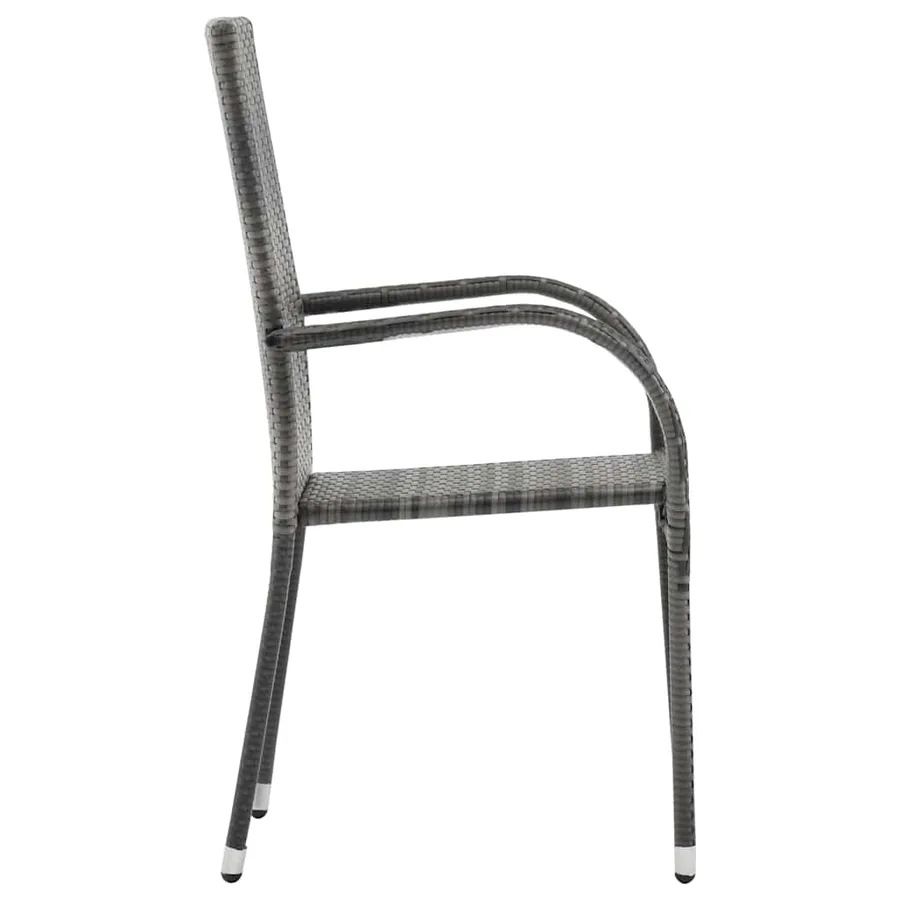 Chaises empilables d'extérieur lot de 4 Gris Résine tressée - 5
