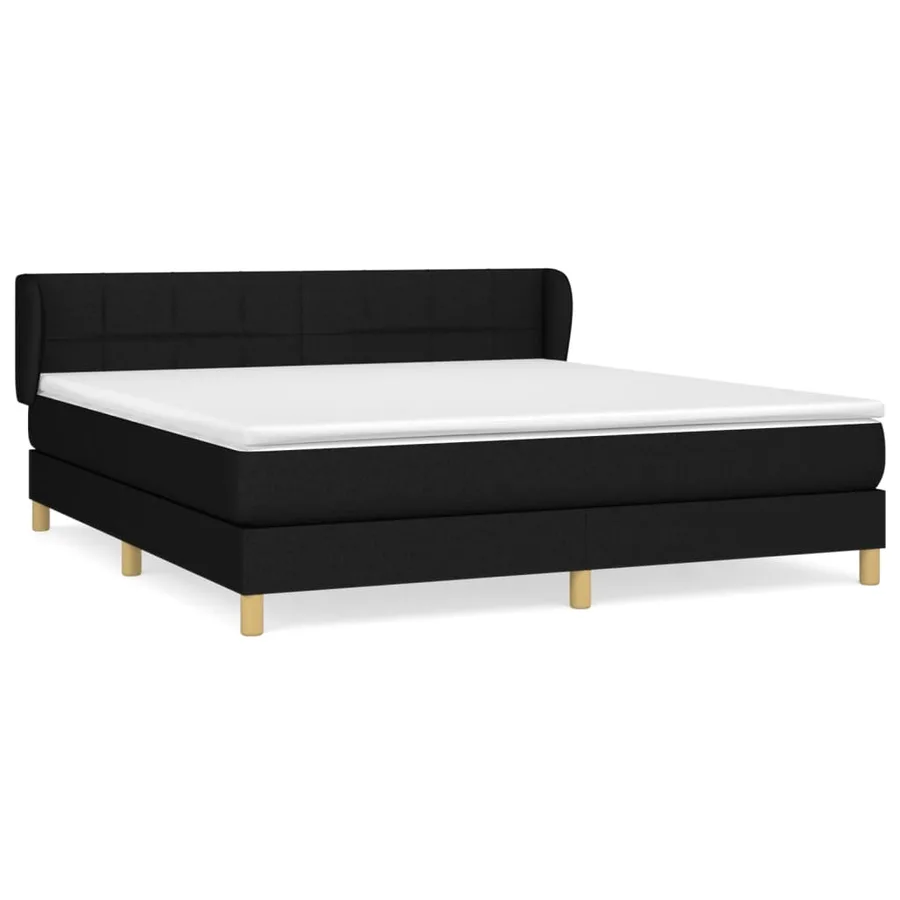 Sommier à lattes de lit avec matelas Noir 180x200 cm Tissu - 2