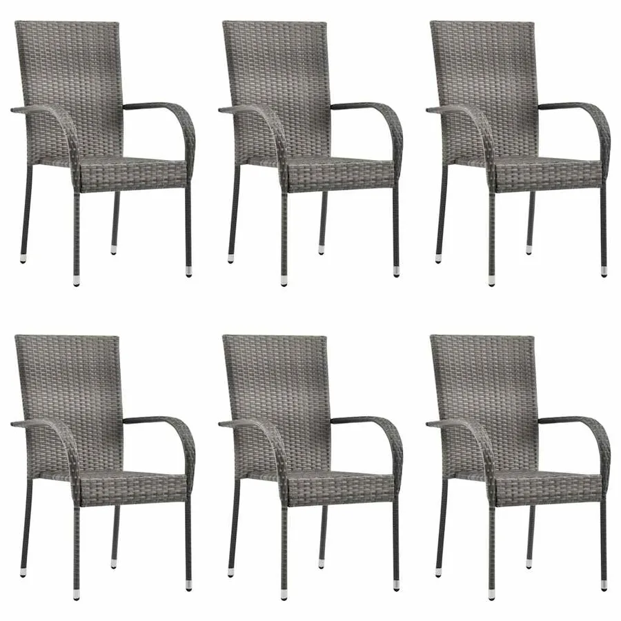 Ensemble à manger de jardin 7 pcs Résine tressée Gris - 5