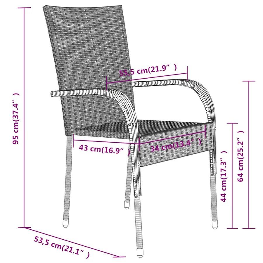 Ensemble à manger de jardin 5 pcs Marron et noir - 7