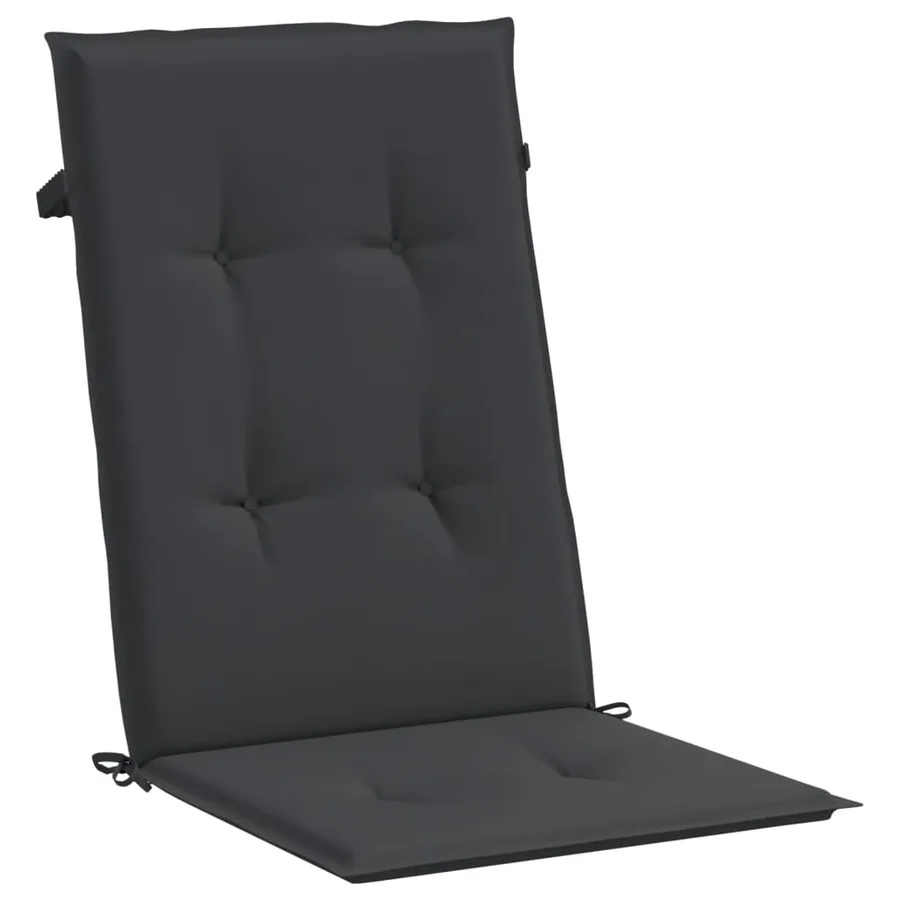 Coussins de chaise de jardin à dossier haut lot de 6 noir tissu - 5