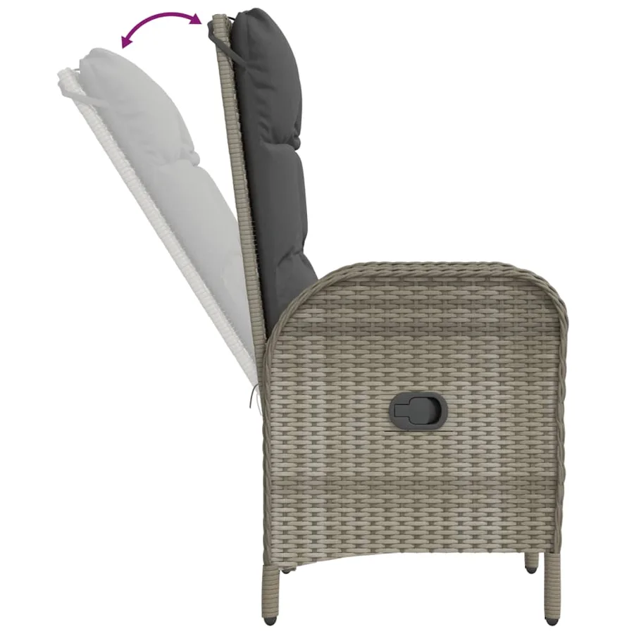 Ensemble à manger de jardin 9 pcs coussins gris résine tressée - 9