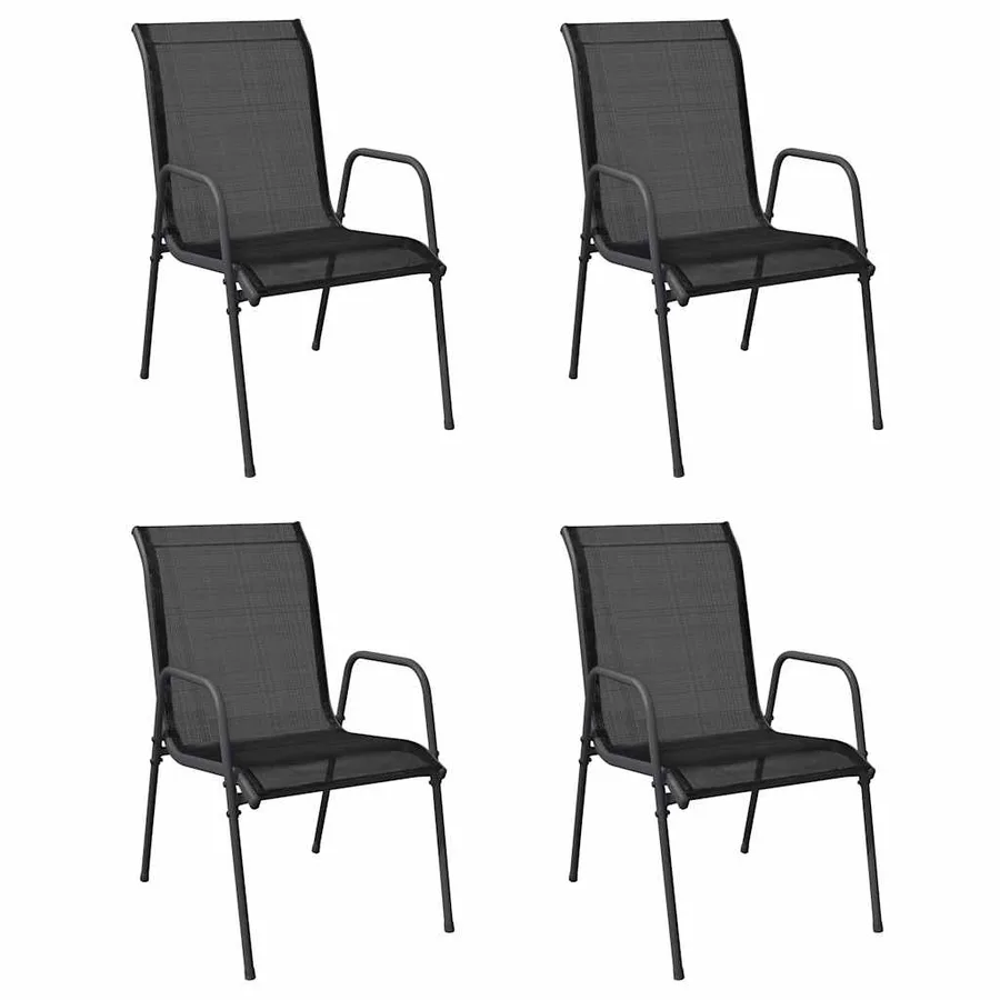 Chaises de jardin 4 pcs Acier et textilène Noir - 2