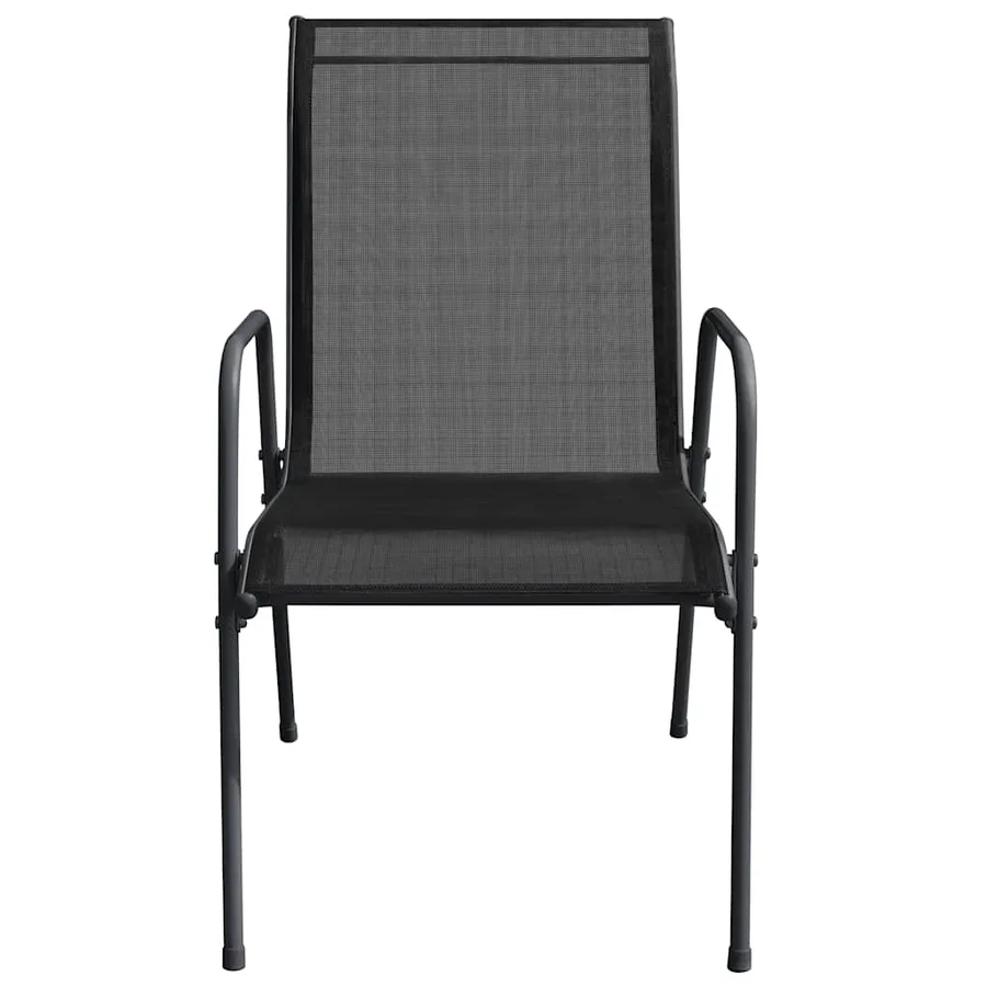 Chaises de jardin 4 pcs Acier et textilène Noir - 4