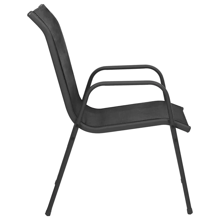 Chaises de jardin 4 pcs Acier et textilène Noir - 5