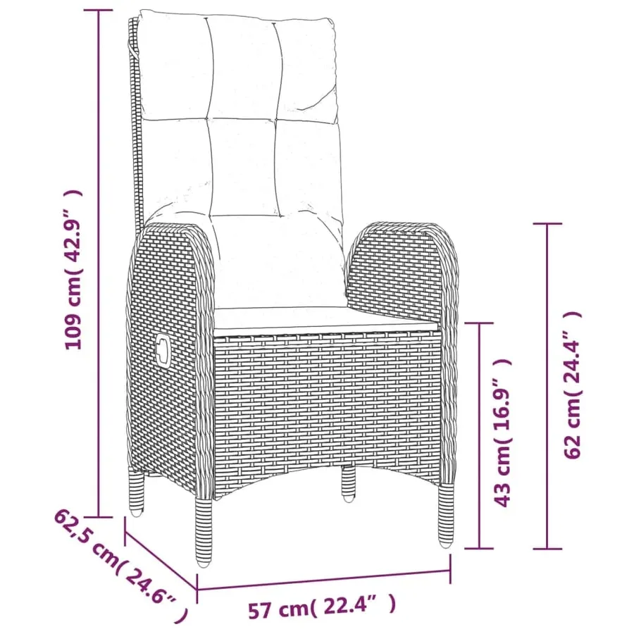 Ensemble à manger de jardin 5 pcs coussins gris résine tressée - 10