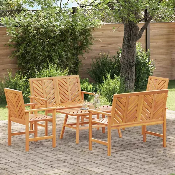 Ensemble de salon de jardin 5 pcs Marron Bois d'Acacia Massif