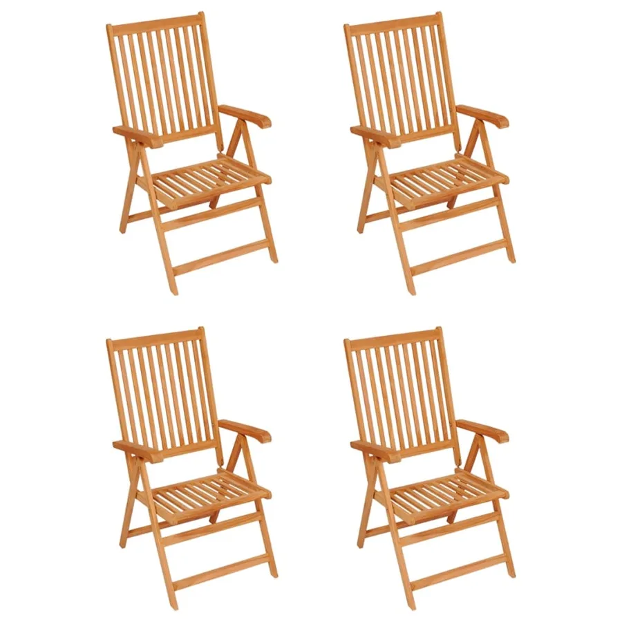 Chaises de jardin lot de 4 avec coussins bleu Bois teck solide - 2