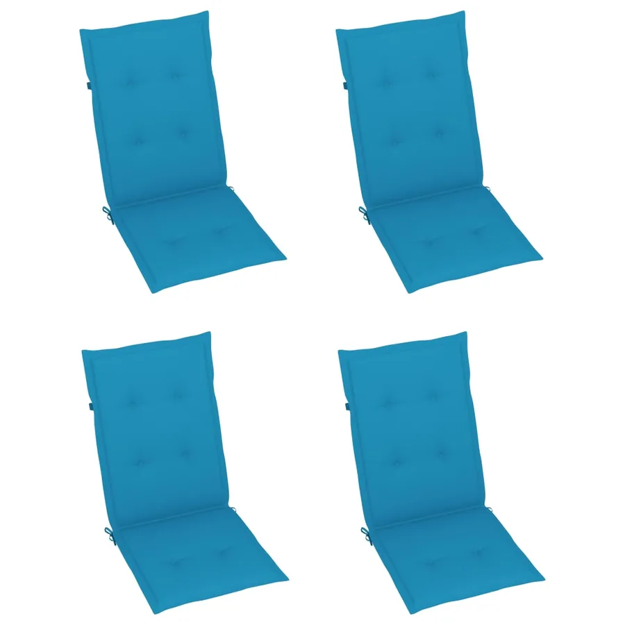 Chaises de jardin lot de 4 avec coussins bleu Bois teck solide - 6
