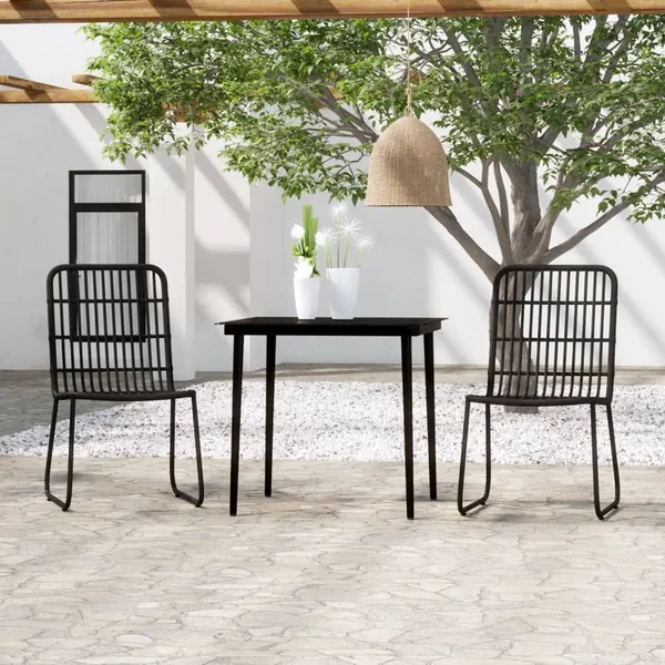 Ensemble à manger de jardin 3 pcs Noir