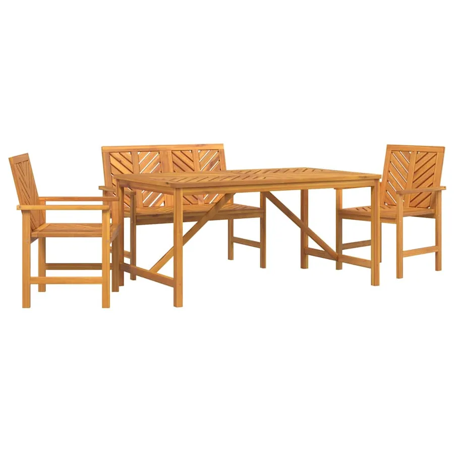 Ensemble de salle à manger pour jardin 4 pc Marron - 2
