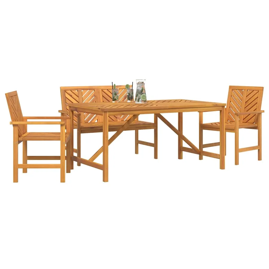 Ensemble de salle à manger pour jardin 4 pc Marron - 3