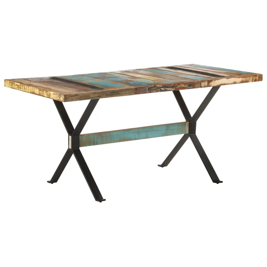 Table de salle à manger 160x80x76cm Bois de récupération massif - 10
