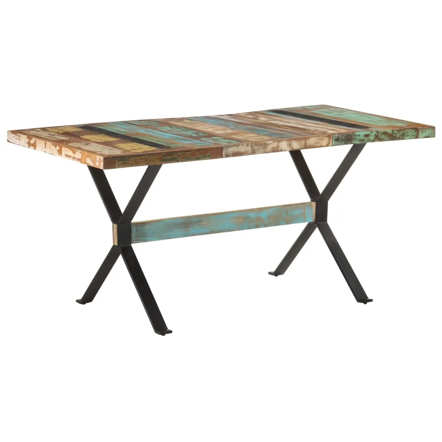 Table de salle à manger 160x80x76cm Bois de récupération massif - 11