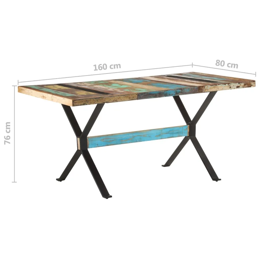 Table de salle à manger 160x80x76cm Bois de récupération massif - 7
