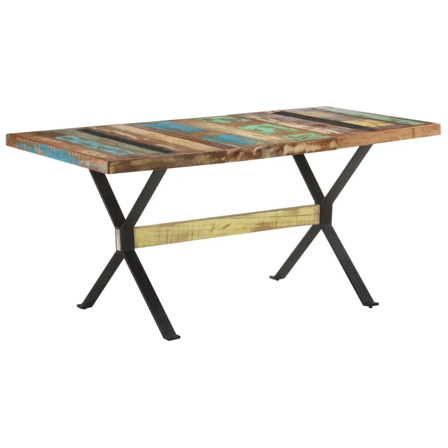 Table de salle à manger 160x80x76cm Bois de récupération massif - 8