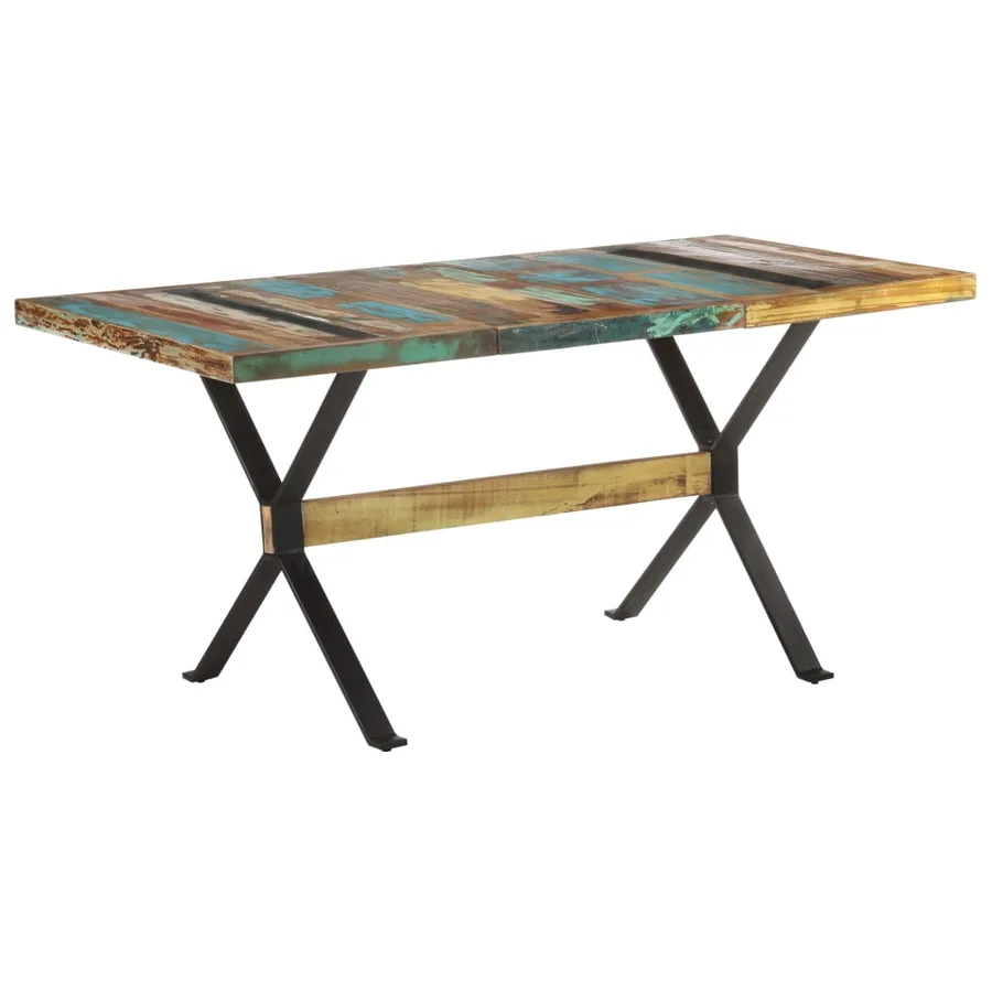 Table de salle à manger 160x80x76cm Bois de récupération massif - 9