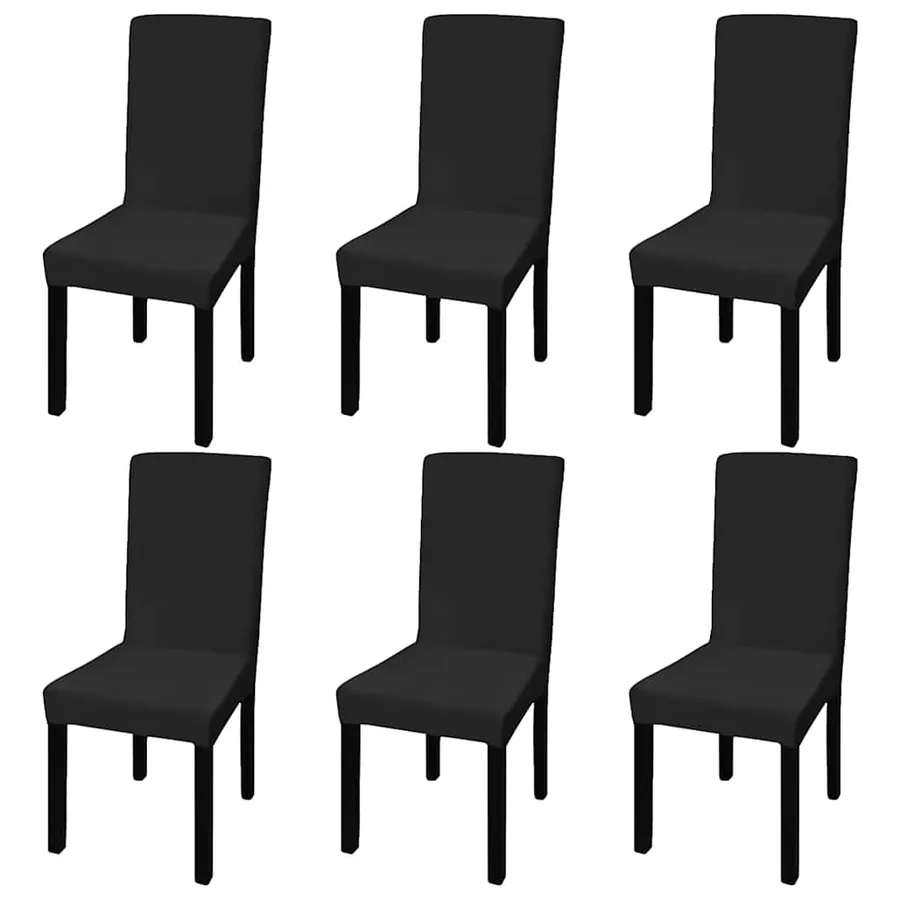 Housses extensibles de chaise 6 pcs Noir