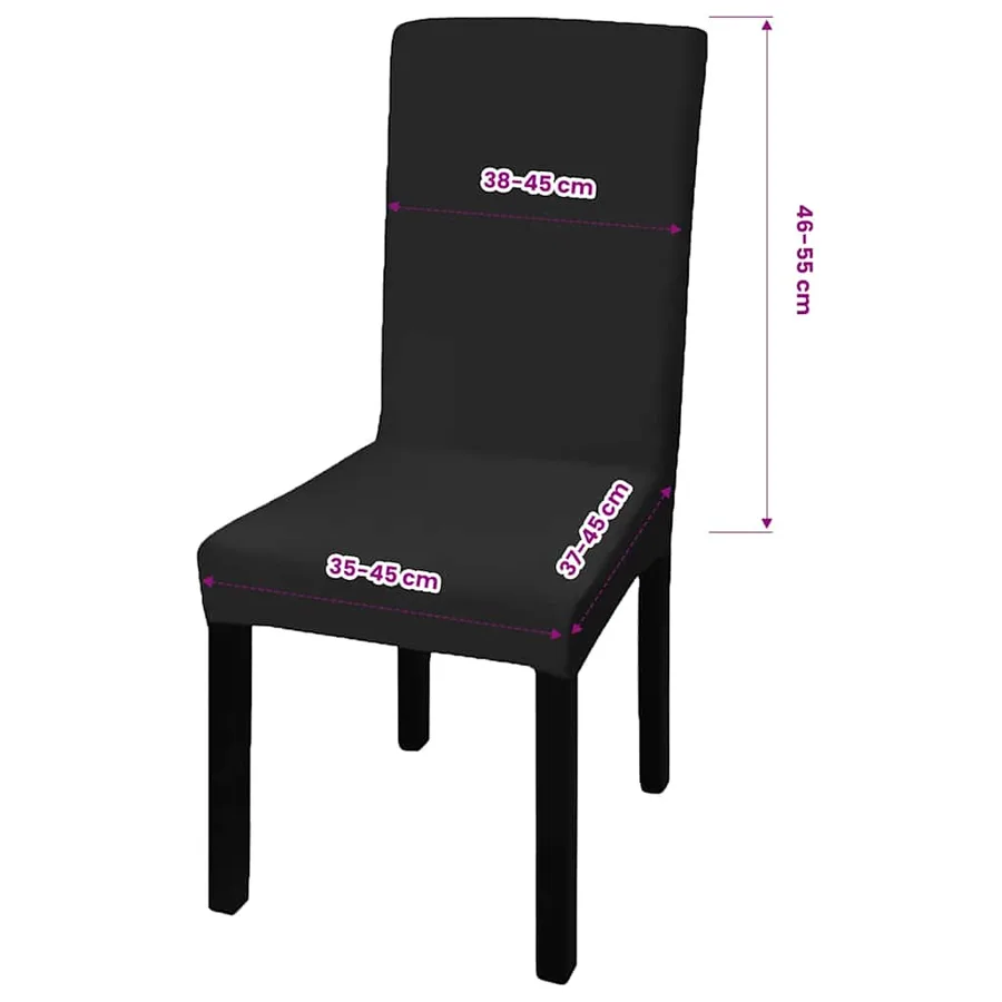 Housses extensibles de chaise 6 pcs Noir - 5