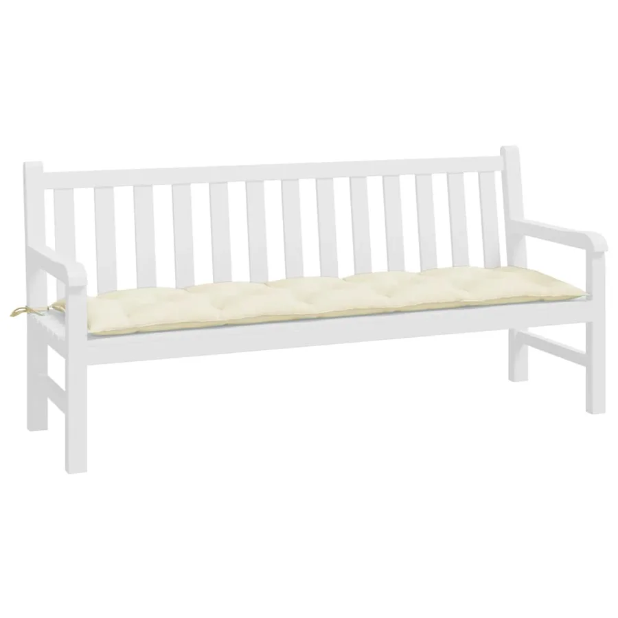 Coussin de banc de jardin blanc crème 180x50x7 cm tissu oxford - 3