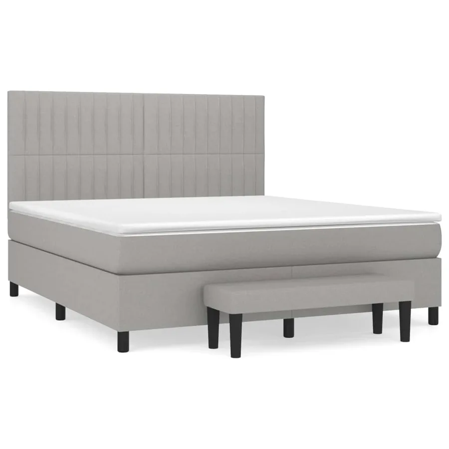 Sommier à lattes de lit avec matelas Gris clair 180x200cm Tissu - 2