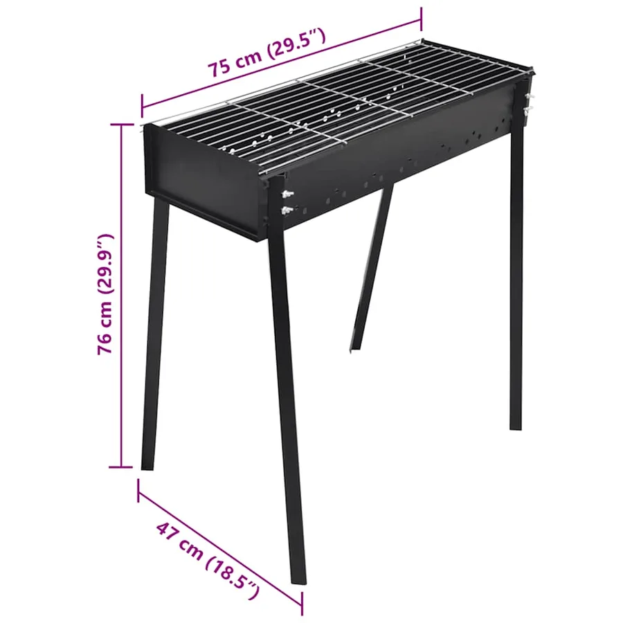 Support de barbecue au charbon de bois Carré 75x28 cm - 5