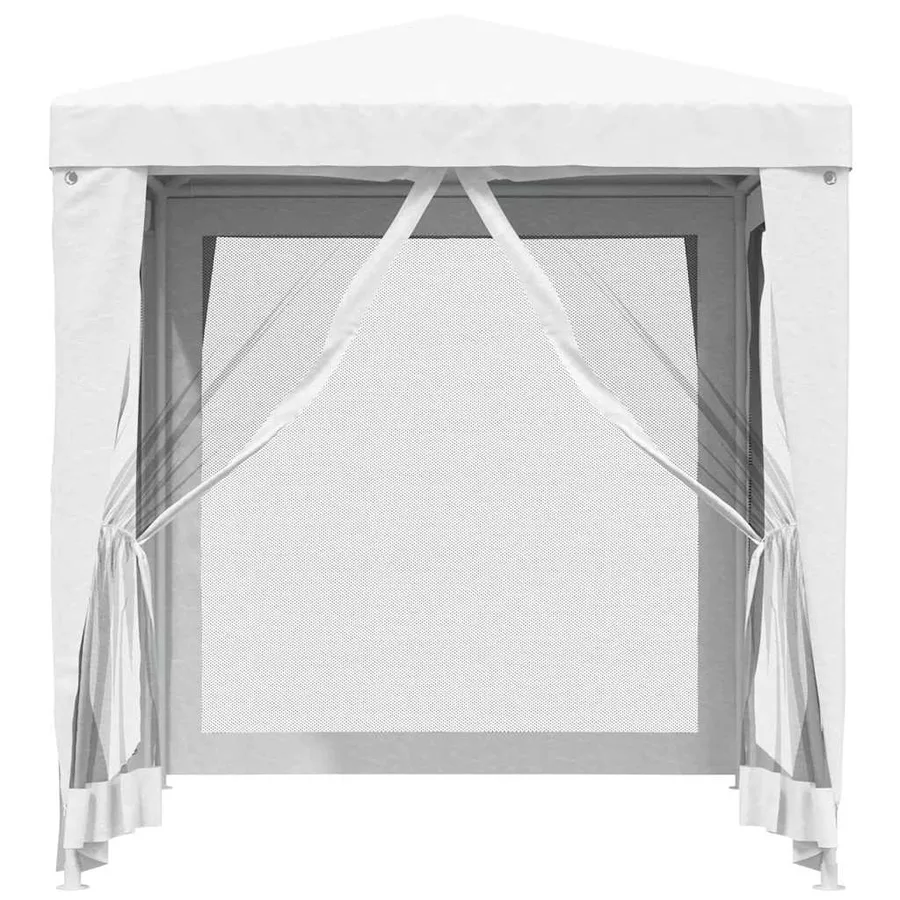 Tente de réception avec 4 parois latérales en maille 2x2m Blanc - 3